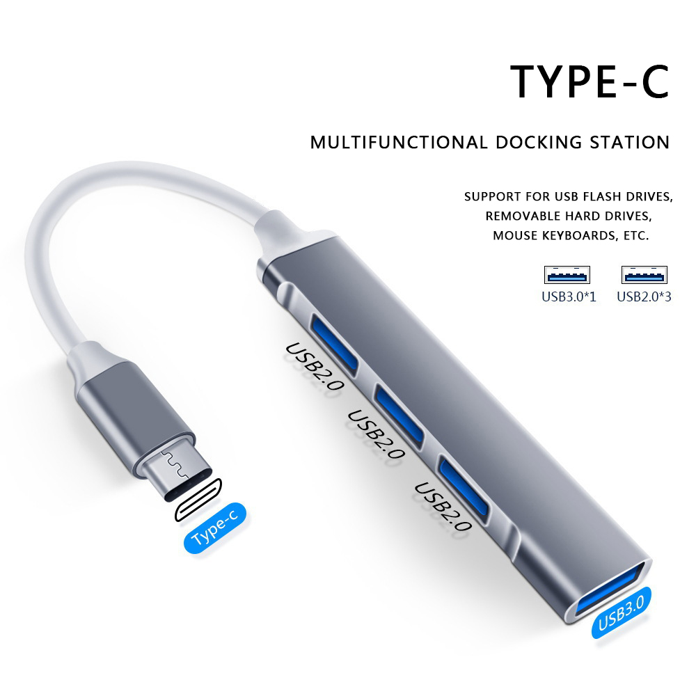 HUB Expansion Dock USB 3.0 4 Port Type C to USB Hub 4 in 1 Docking Station Adapter for Macbook Laptop Mobile Phone and IPad