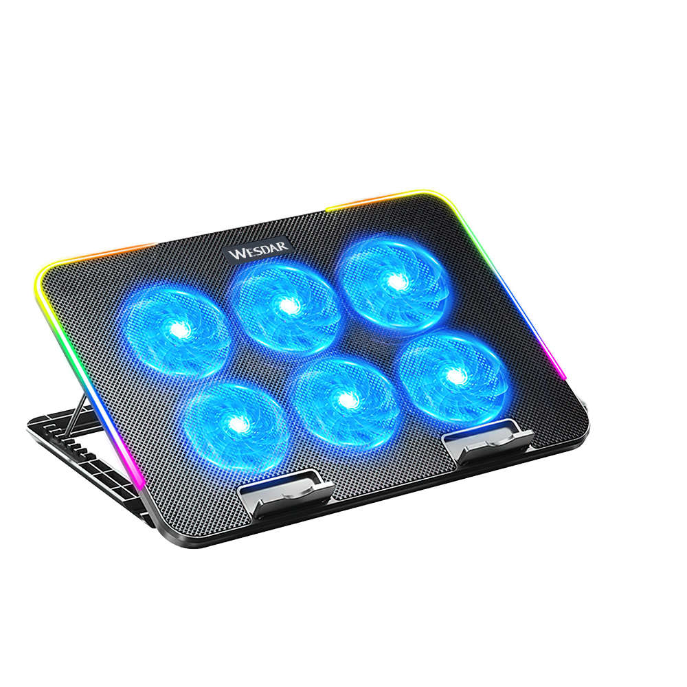 OEM X6A Used 16-Inch Laptop Cooling Pad Air-Cooled 6-Fan High-Speed 3000RPM Quiet Operation Adjustable Stand HIPS+ABS+Iron