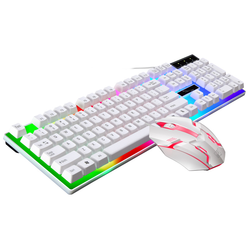 T315 Professional LED Wired Gaming Keyboard Mouse Combo Full Size Backlit Set for Gamers USB Interface Waterproof for Office Use