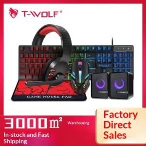 Bestseller T-Wolf Tf850 5 In 1 Rgb Backlit Gaming Combo Keyboard Mouse Headphone Speaker Mouse Pad For Pc Laptop E Sports Gamers